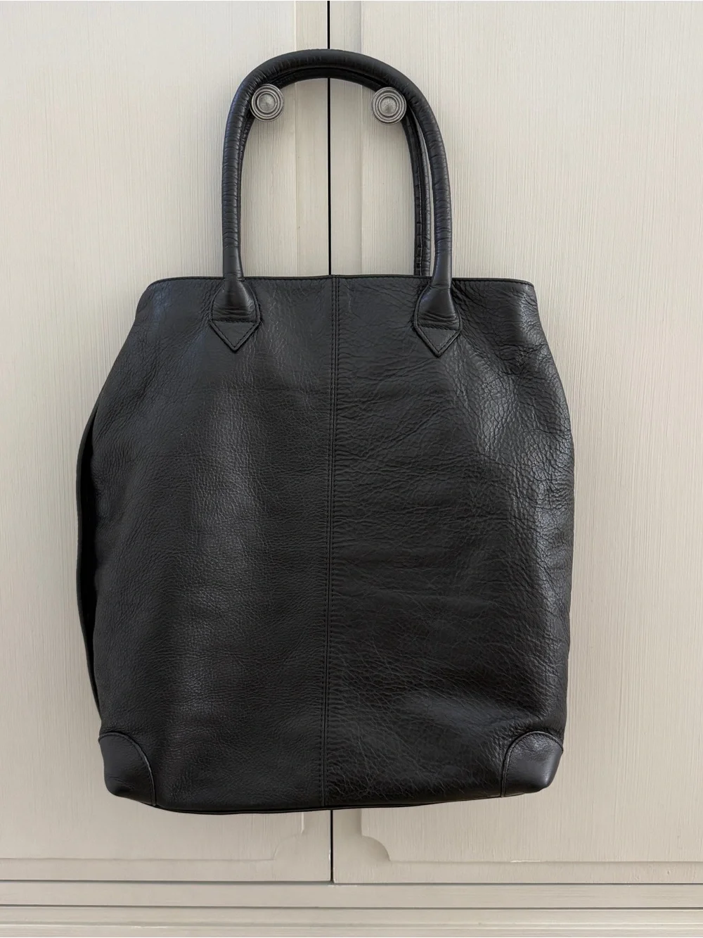 GF Ferre Leather Black Unisex Tote Bag Purse